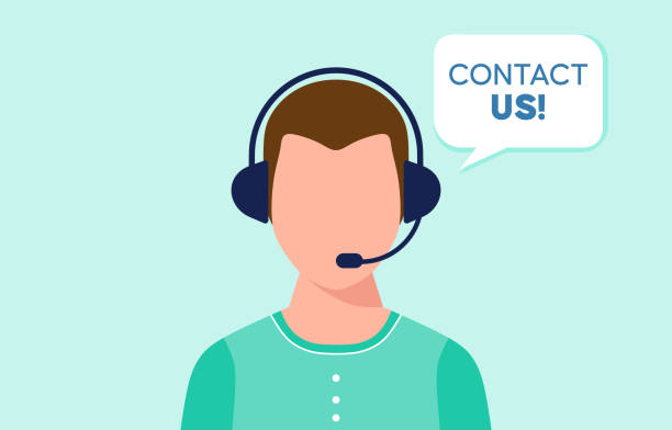 Illustration of a customer support representative wearing a headset with a speech bubble that reads 'Contact Us- Jaipur Molecular Lab's customer service.